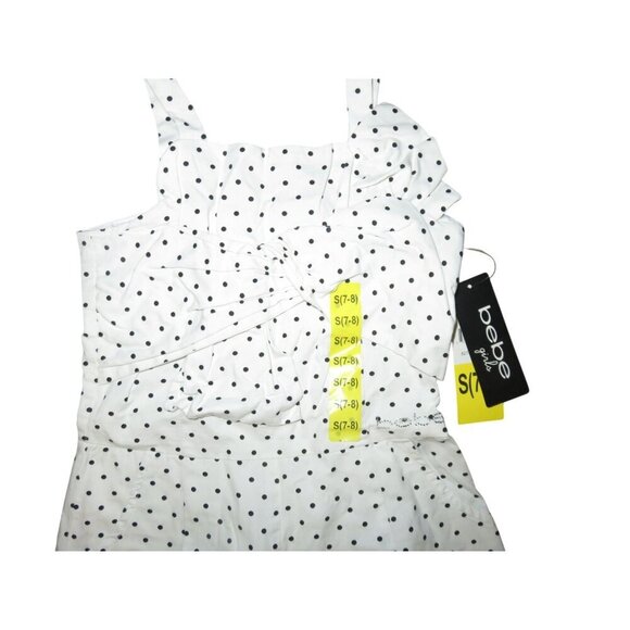 BOGO BEBE adorable white polka dot jumper jumpsuit little girls small 7/8 - Picture 2 of 4